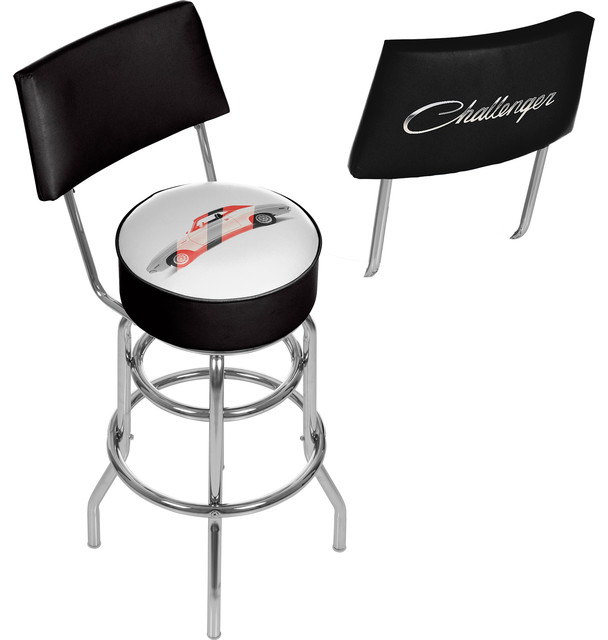 Dodge Bar Swivel Bar Stool With Back, Challenger Stripes Contemporary
