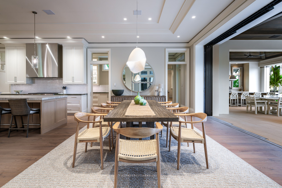 Example of a transitional dining room design in Miami