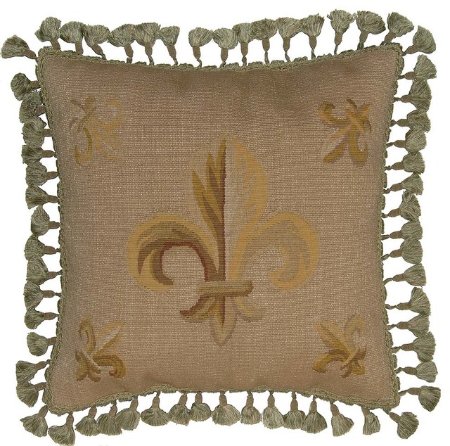 Aubusson Regal Fleur De Lis Pillow 22 X22 Traditional Aubusson Regal Fleur De Lis Pillow
