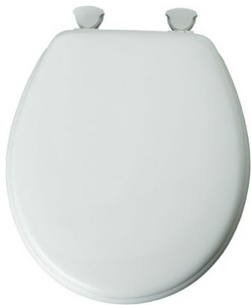 Mayfair 44ECA000 Round Molded Wood Toilet Seat with EasyClean Hinge, White Contemporary