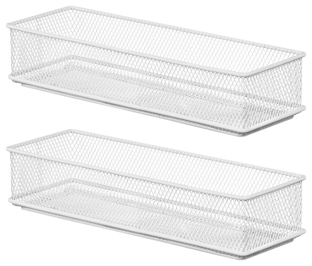 Ybm Home White Mesh Drawer Cabinet Shelf Organizer Bins Basket 3 X9 X2 2 Pack