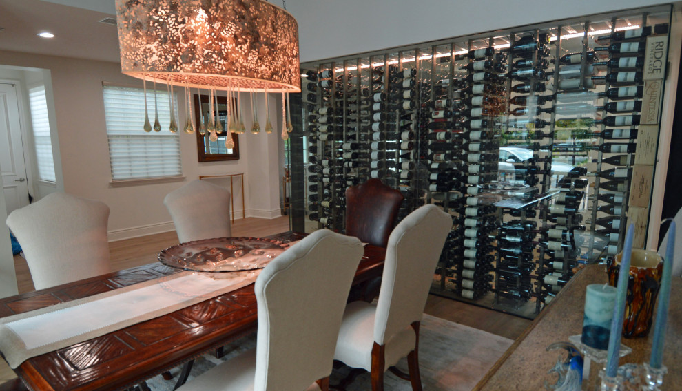 This is an example of a modern wine cellar in Orange County.