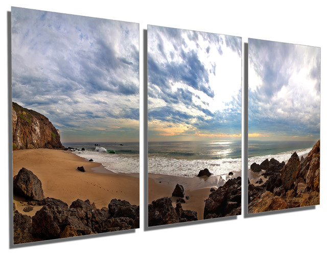 Morning Ocean Coast, Metal Print Wall Art, 3 Panel Split, Triptych Wall ...