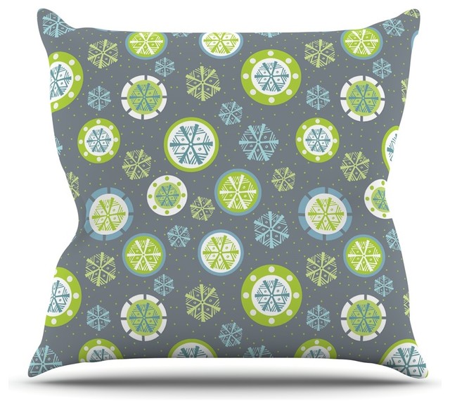 Julie Hamilton "Snowflake Slate" Winter Throw Pillow, Outdoor, 26"x26"