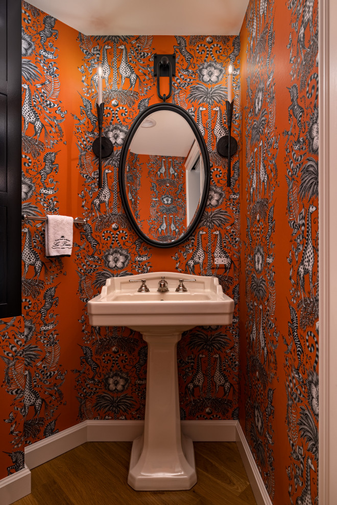 Transitional powder room in Detroit.