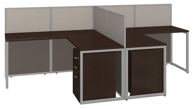 Easy Office 60w Two Person L Shaped Desk Open With Mobile File Cabinets Easy Office 60w Two Person L Shaped Desk Open With Mobile File Cabinets