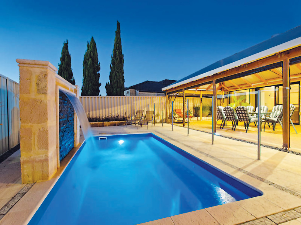 Photo of a small contemporary courtyard rectangular pool in Perth.