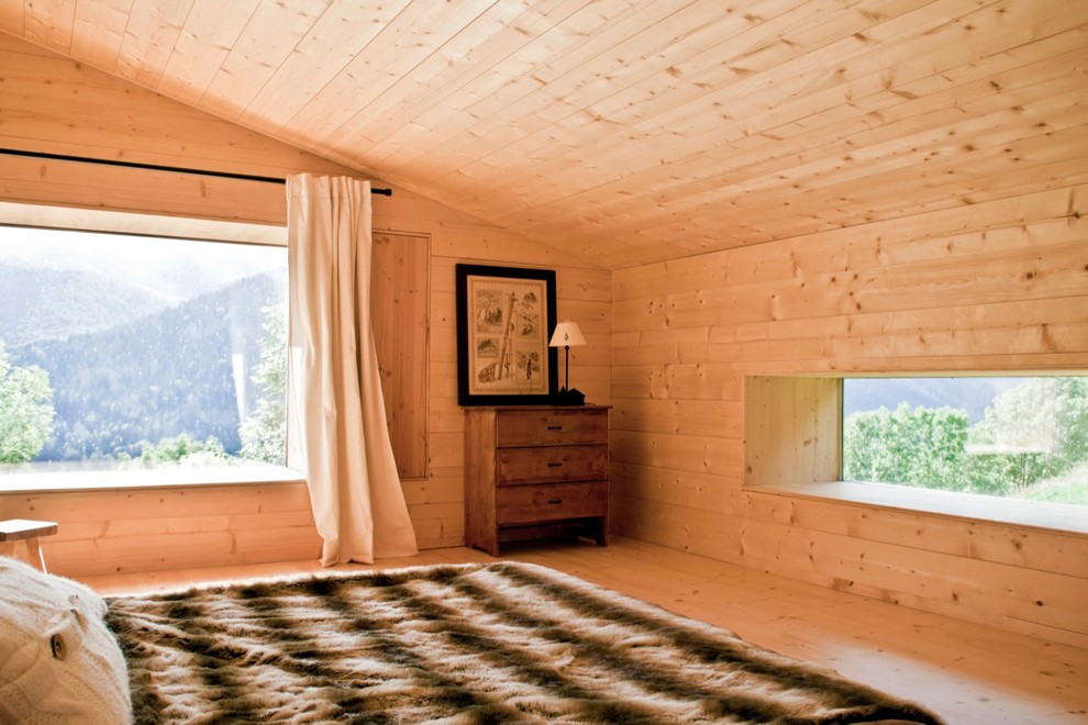 Idée de décoration pour une chambre chalet.