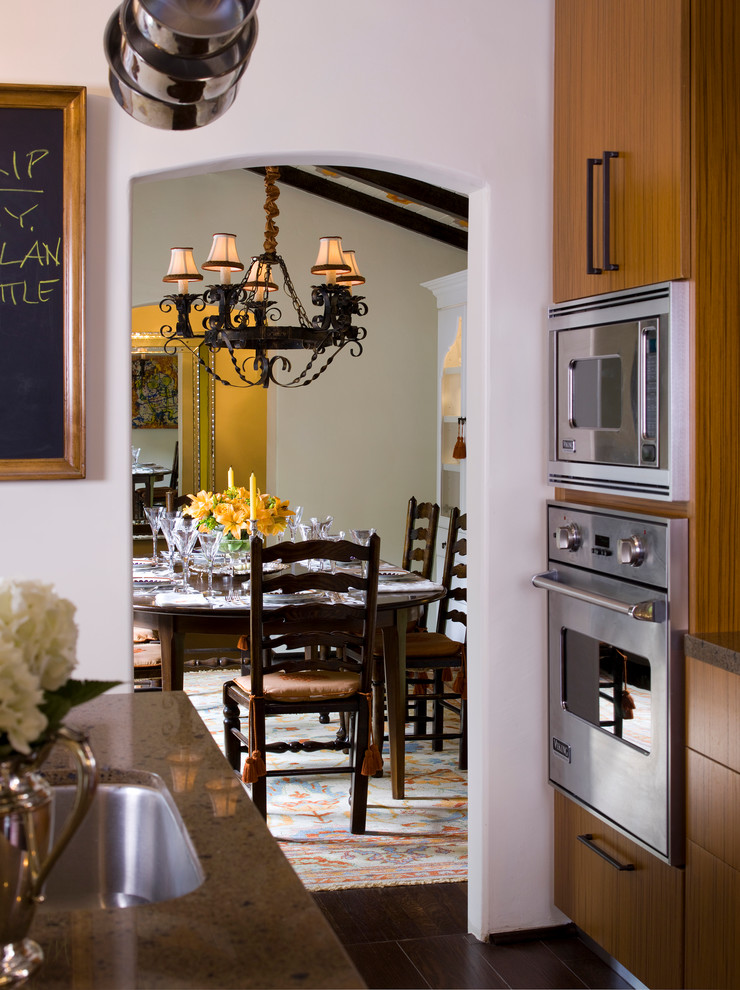 This is an example of a transitional dining room in Santa Barbara.
