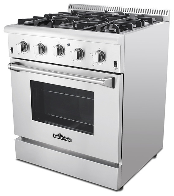 30" Thor Kitchen Dual Fuel Range, Stainless Steel Contemporary Gas