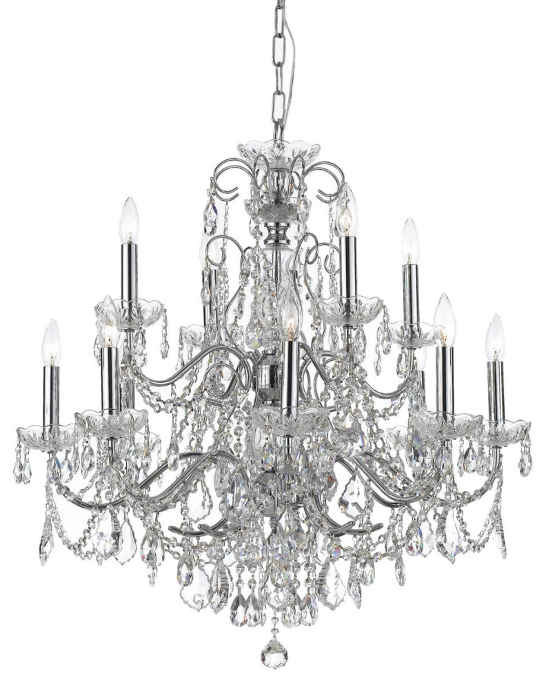 Imperial 12-Light 31" Traditional Chandelier in Polished Chrome with Clear Spe