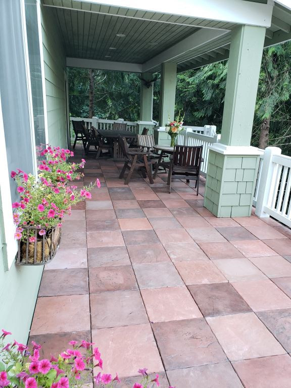 Example of a large mountain style backyard second story wood railing outdoor kitchen deck design in Seattle