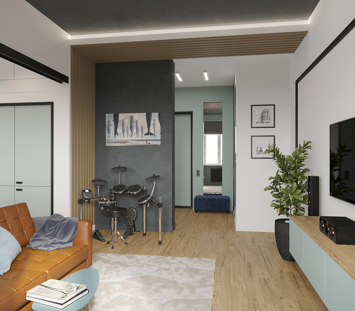 Барабаны и брутальный уют в сталинке