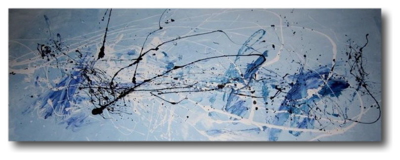 Abstract art canvas painting. Wall art blue