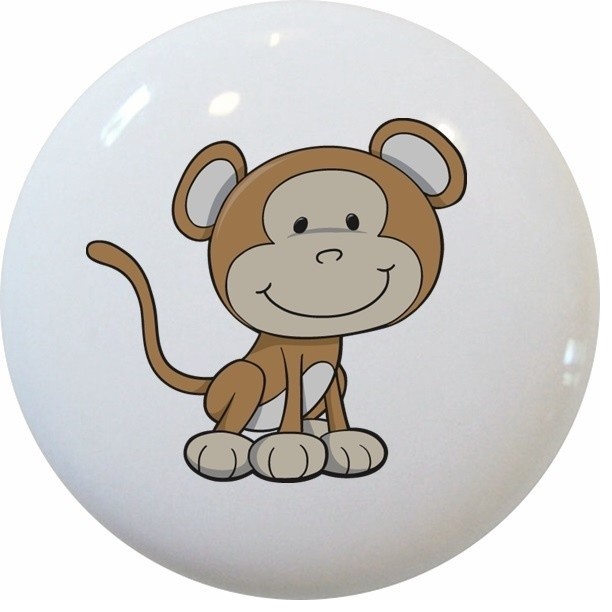 Baby Monkey Big Head Ceramic Cabinet Drawer Knob Contemporary