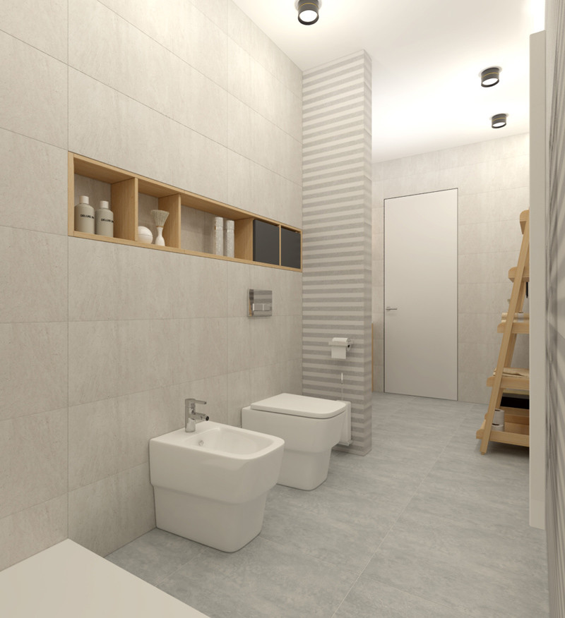 Стильная ванная в светлых тонах