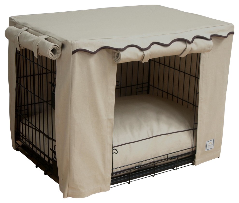Stone Beige Crate Cover, Small Traditional Dog Kennels And Crates by bowhausnyc