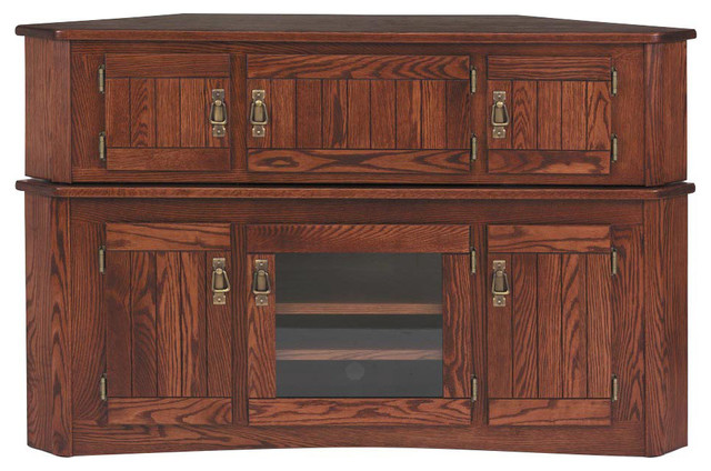 Solid Oak Mission Corner Tv Stand Hi Boy Traditional Judith Oak Mission Corner Tv Stand Cherry