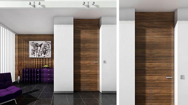 Floor-to ceiling, jamb integrated in wall, american walnut - CT28