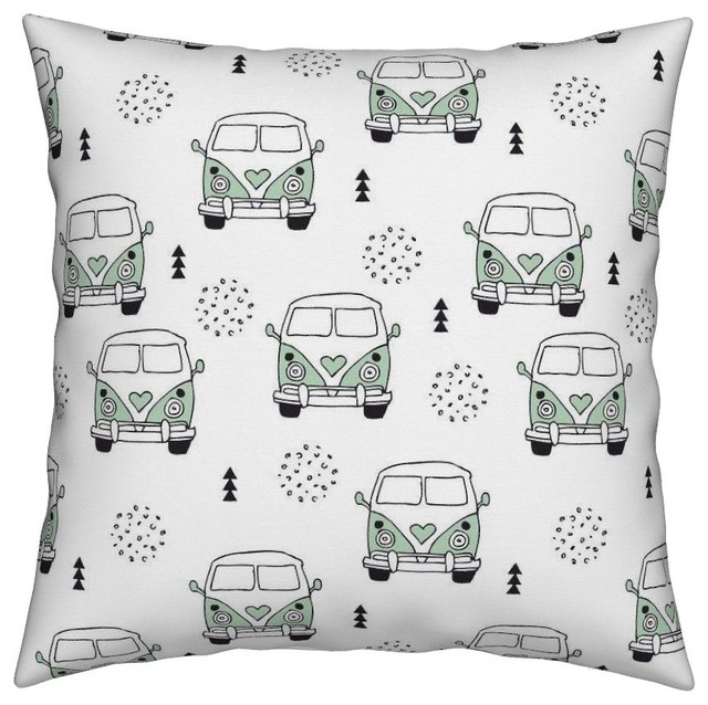 Bus Mint Vintage Scandinavian Summer Geometric Throw Pillow ... - Geometric Scandinavian Pattern Throw Pillow