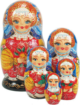 Russian 5 Piece Apple Girl Nested Doll Set