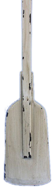 Wooden Rustic Whitewash Decorative Squared Rowing Oar With Hooks, 50''