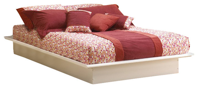 South Shore Newbury White Wood Platform Bed 2-Piece Bedroom Set