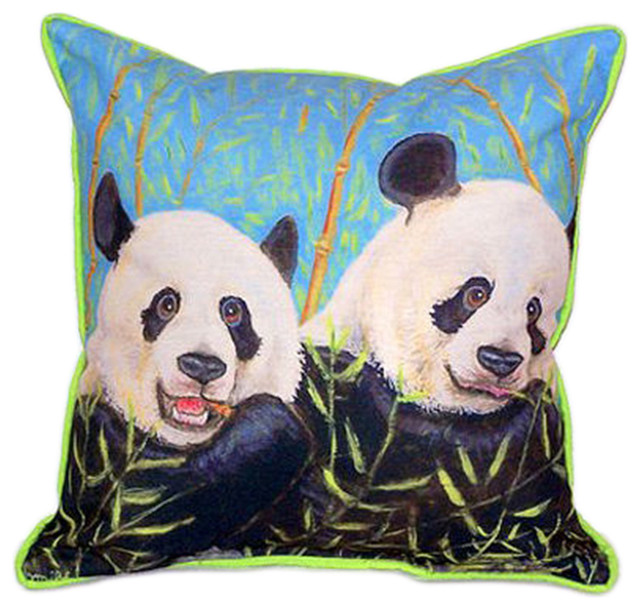 Betsy Drake Pandas Extra Large 22 X 22 Indoor / Outdoor Pillow