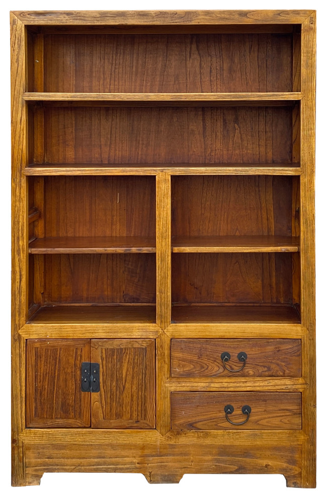 Rustic Raw Wood Medium Brown Bookcase Display Cabinet Hcs5944