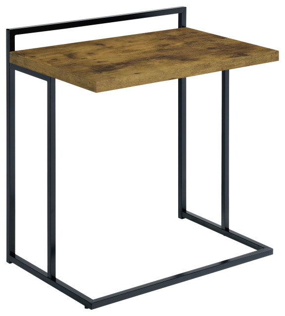 Dani Rectangular Snack Table With Metal Base Side Table Brown
