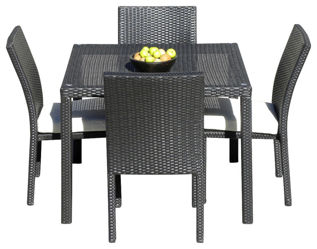 Outdoor Wicker New Resin 5 Piece Square Dining Table And Chairs Set Outdoor Wicker New Resin 5 Piece Square Dining Table And Chairs Set