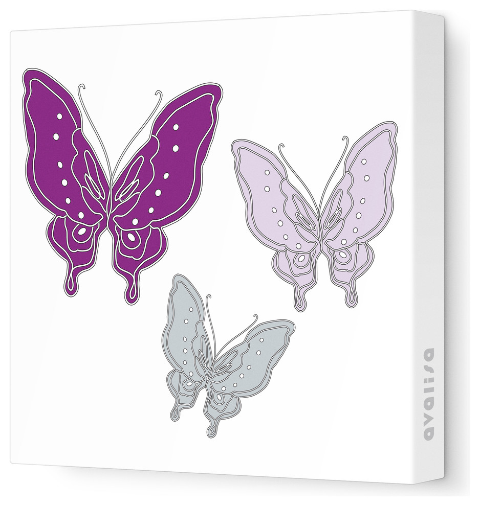 Animal - Butterfly Stretched Wall Art, 18" x 18", Purple Hue