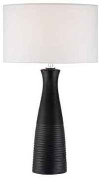 White End Table Lamp: 23 in. White Table Lamp with White Fabric Shade CLI-LS-220