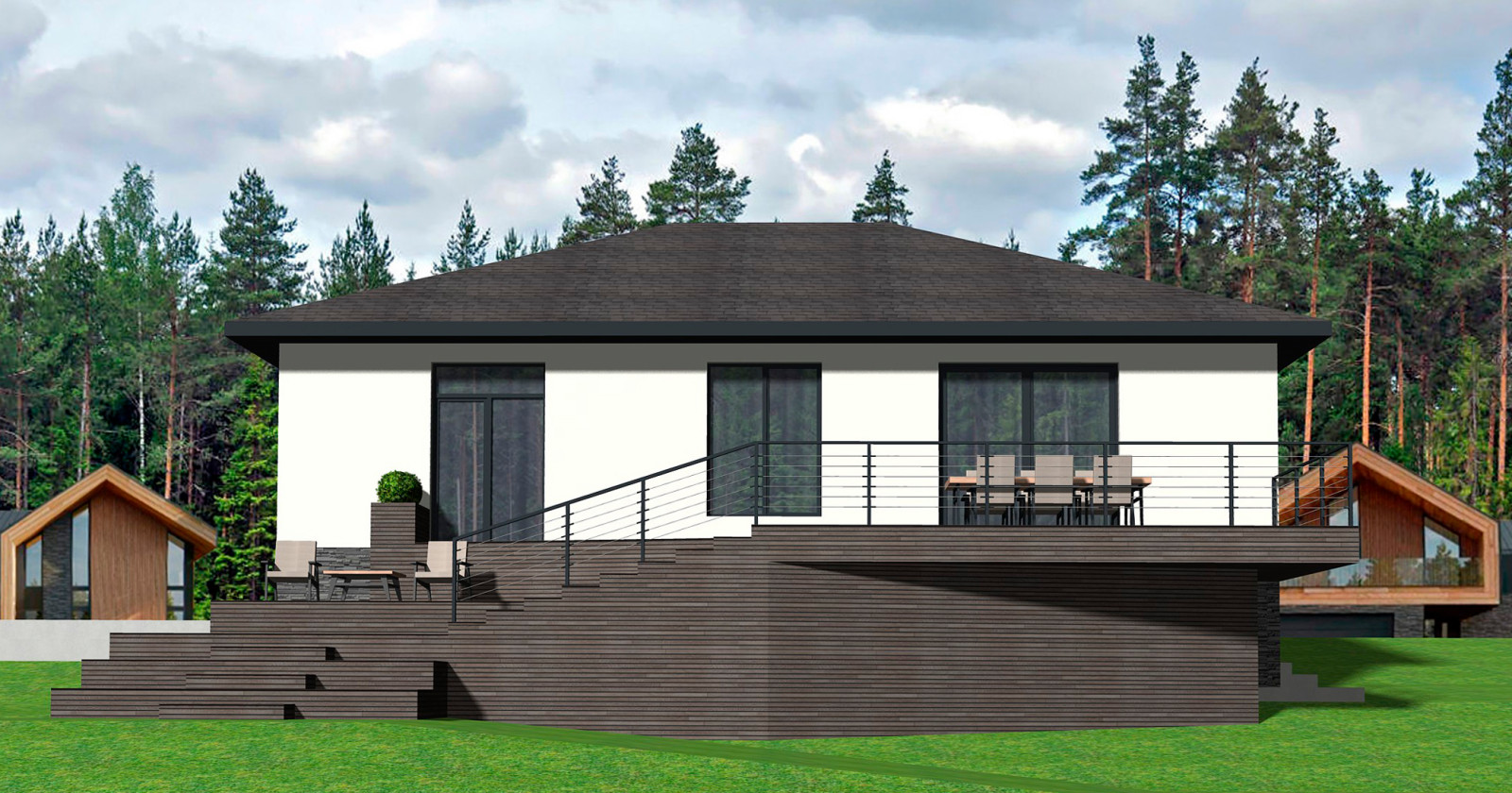 Проект пристройки террасы в современном стиле