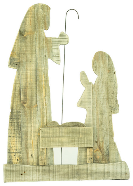 30 Inch Tall Wooden Nativity with Stand