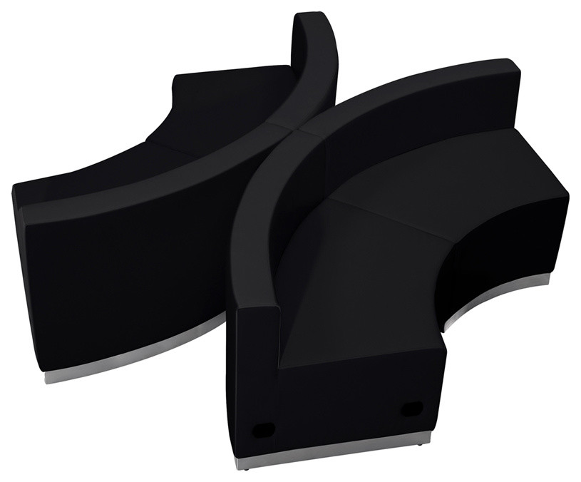 HERCULES Alon Series Black Leather Reception Configuration, 4 Pieces