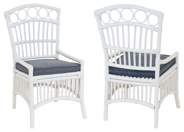 Rattan Veranda Chair, White - Tropical - Outdoor Dining Chairs - by Lighting World Decorators
