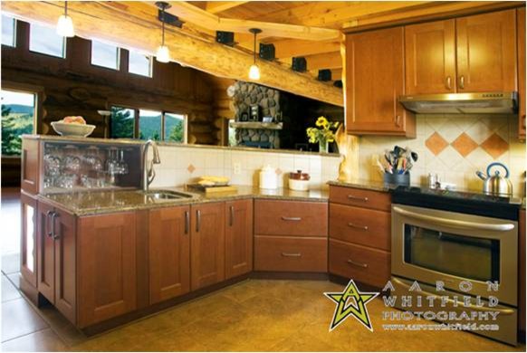 Inspiration for a mid-sized rustic terra-cotta tile open concept kitchen remodel with shaker cabinets, quartz countertops and stainless steel appliances