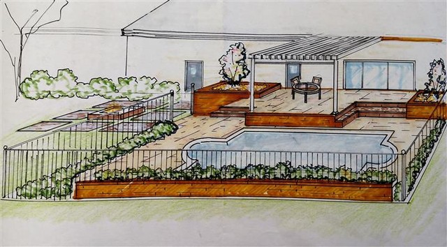 Perspective Poolside Drawing transitional