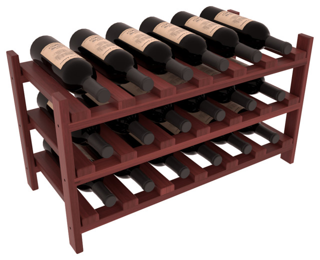 18-Bottle Stackable Wine Rack, Premium Redwood, Cherry Stain/Satin Finish
