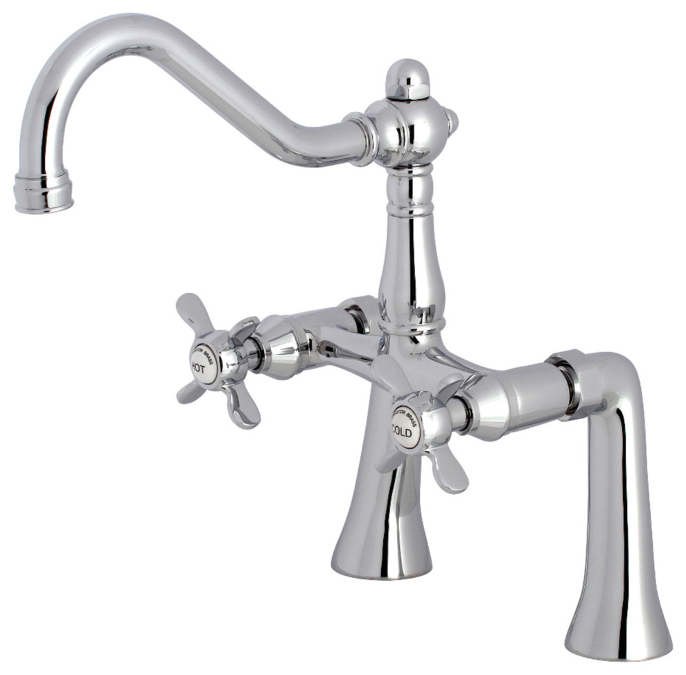 Kingston Brass 7" Center Deck Mount Clawfoot Tub Faucet, Polished Chrome