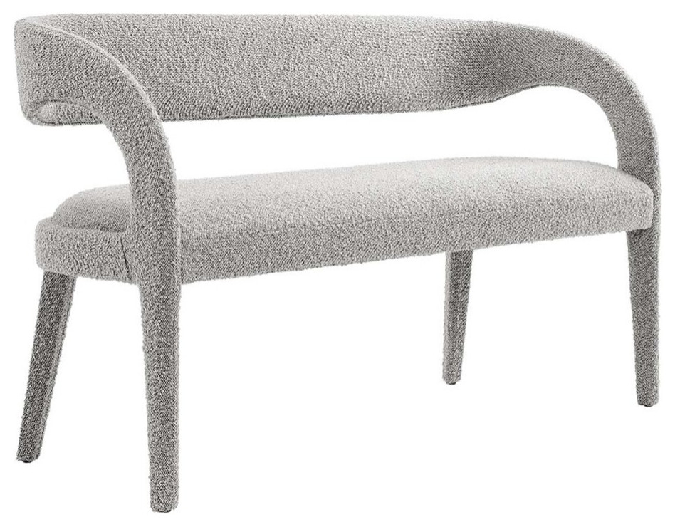 Modway Pinnacle 20" Upholstered Boucle Fabric Accent Bench in Taupe