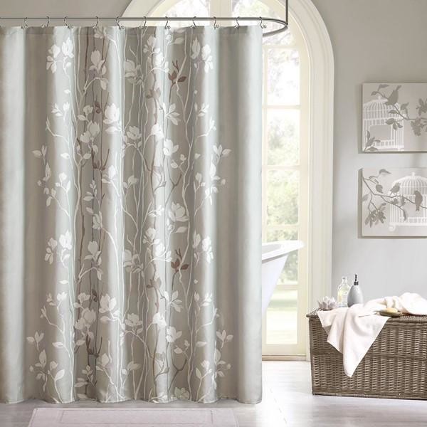 Madison Park Essentials Shower Curtain With Grey Finish MPE70-124 ...