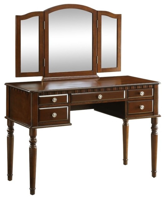 Corbulo Cherry Wood Finish 3 Piece Vanity Desk Set