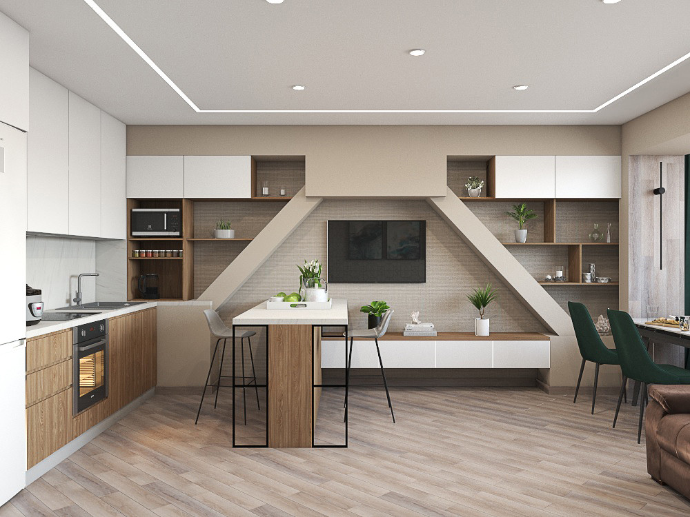 Кухня-гостиная в ЖК Алые Паруса