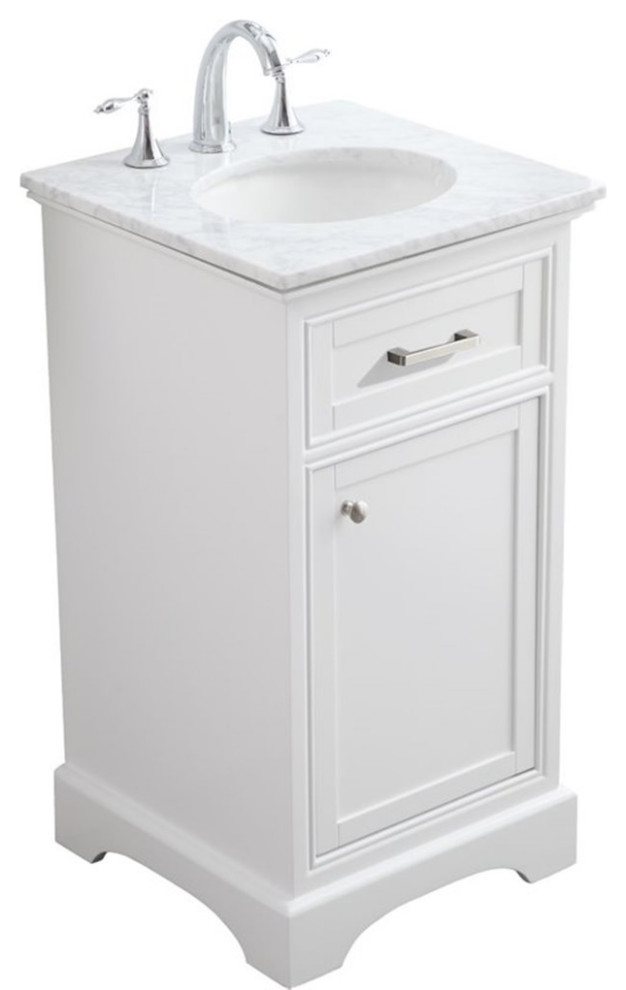 Elegant Decor Americana 19" Single Marble Top Bathroom Vanity in White Transitional Bathroom