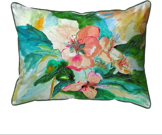 Betsy Drake Apple Blossoms Large Indoor/Outdoor Pillow 16x20