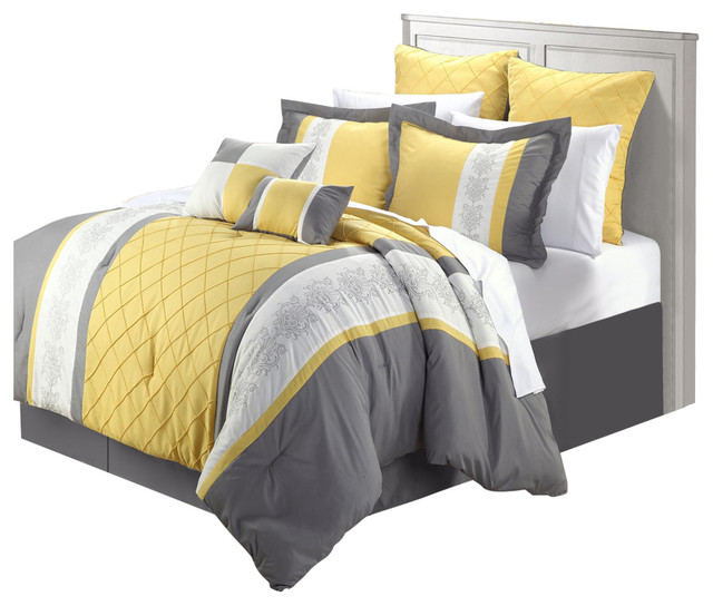 Livingston Yellow Comforter Bed In A Bag Set 8 piece Contemporary