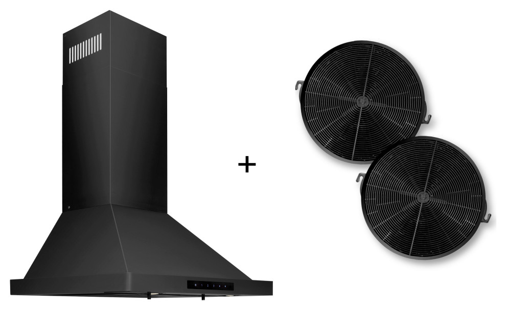 ZLINE 24" Hood, Black Stainless Steel With Set of 2 Charcoal Filters