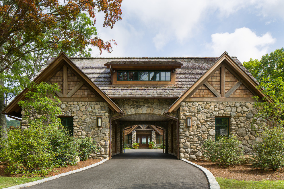This is an example of a large country detached porte cochere in New York.